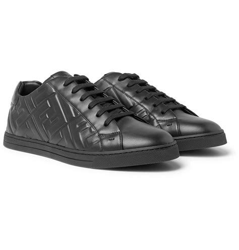 fendi logo-embossed leather sneakers